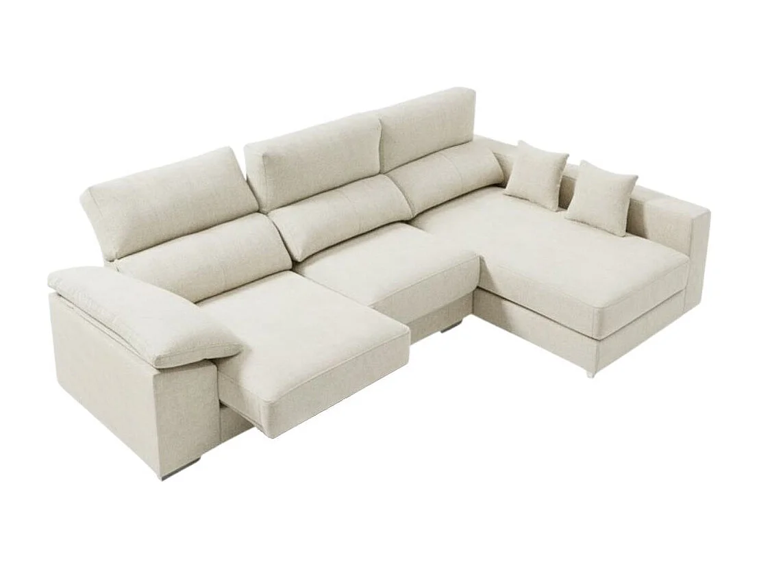 Sofá chaiselongue derecha Calgary 3 plazas deslizante y reclinable tela sorrento beige 290 cm