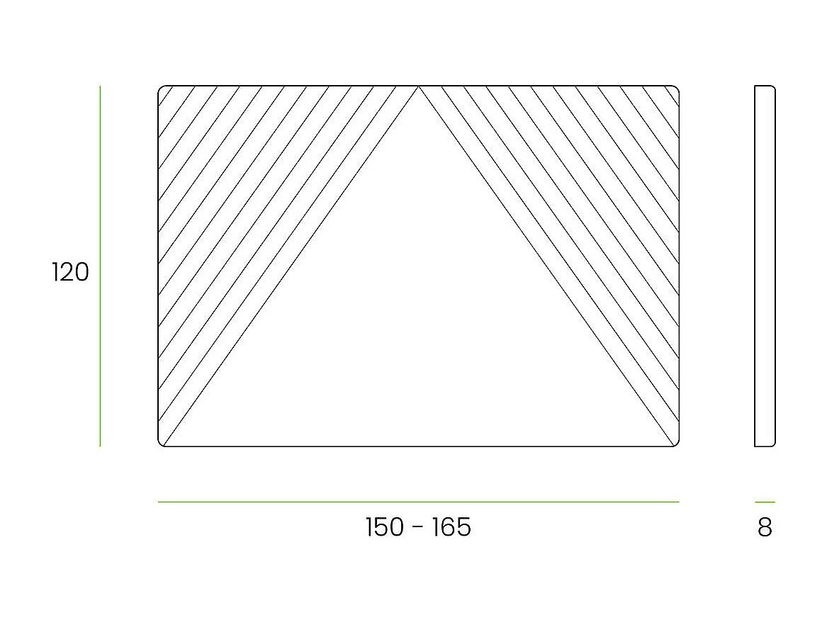 Cabecero Ribadesella tela Guata diseño líneas 150 cm menta