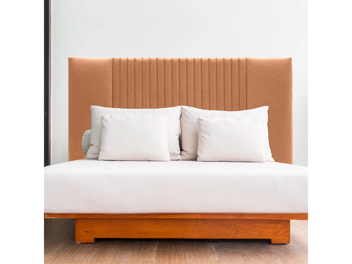 Cabecero Luarca tela Guata diseño líneas 165 cm ocre