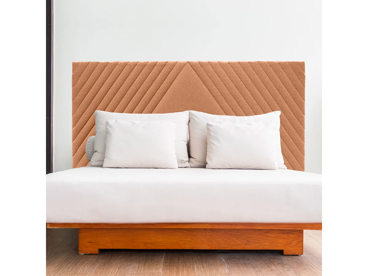 Cabecero Ribadesella tela Guata diseño líneas 150 cm ocre