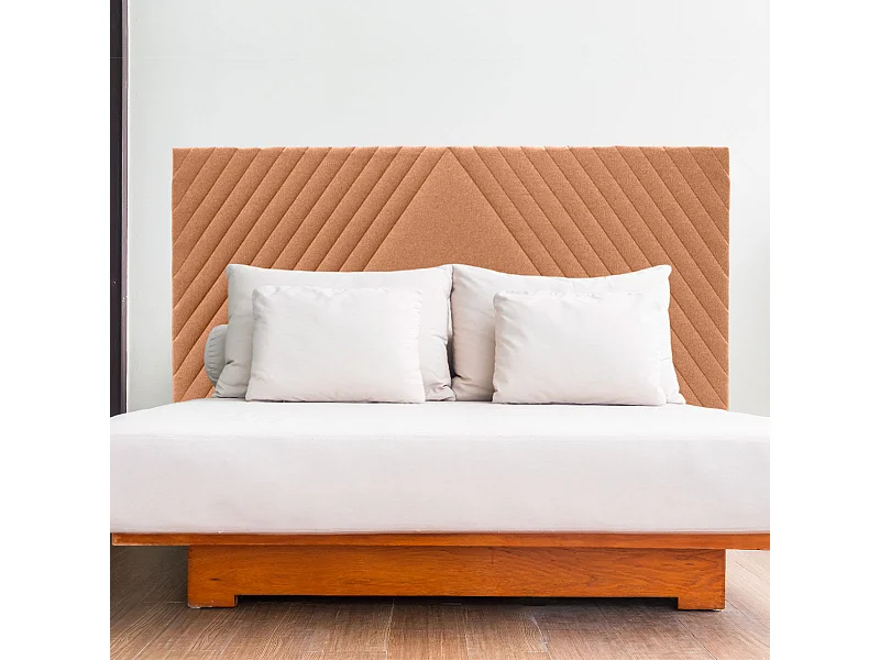 Cabecero Ribadesella tela Guata diseño líneas 150 cm ocre