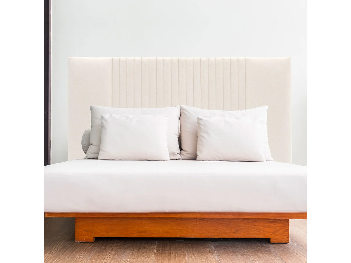 Cabecero Luarca tela Guata diseño líneas 150 cm beige