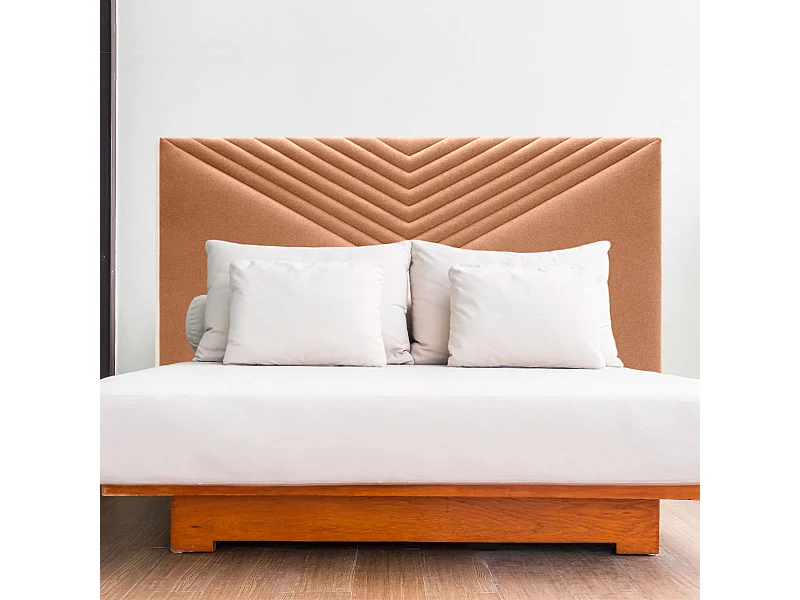 Cabecero Celorio tela Guata diseño líneas 150 cm ocre