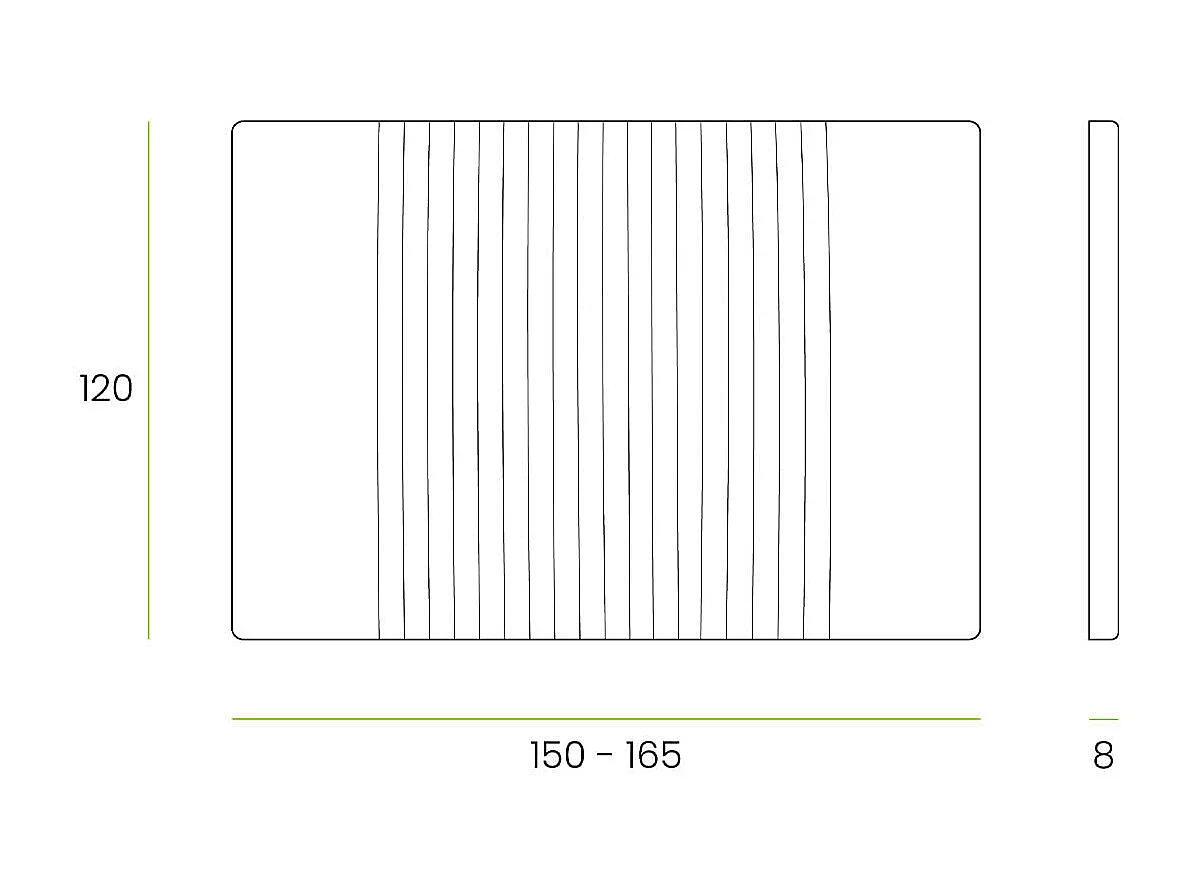 Cabecero Luarca tela Guata diseño líneas 150 cm ocre