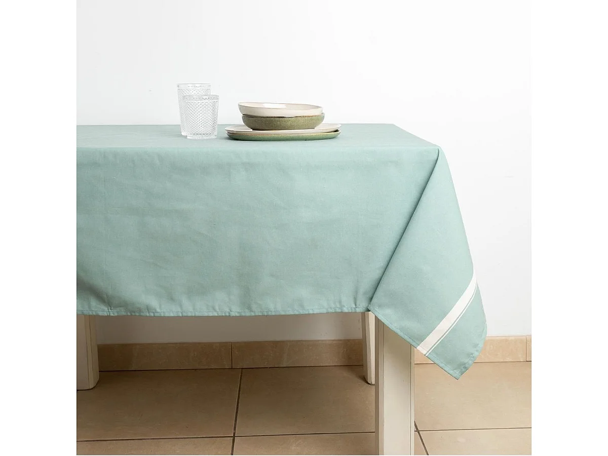Mantel Okapi Due Vinthera algodón turquesa 145x145 cm