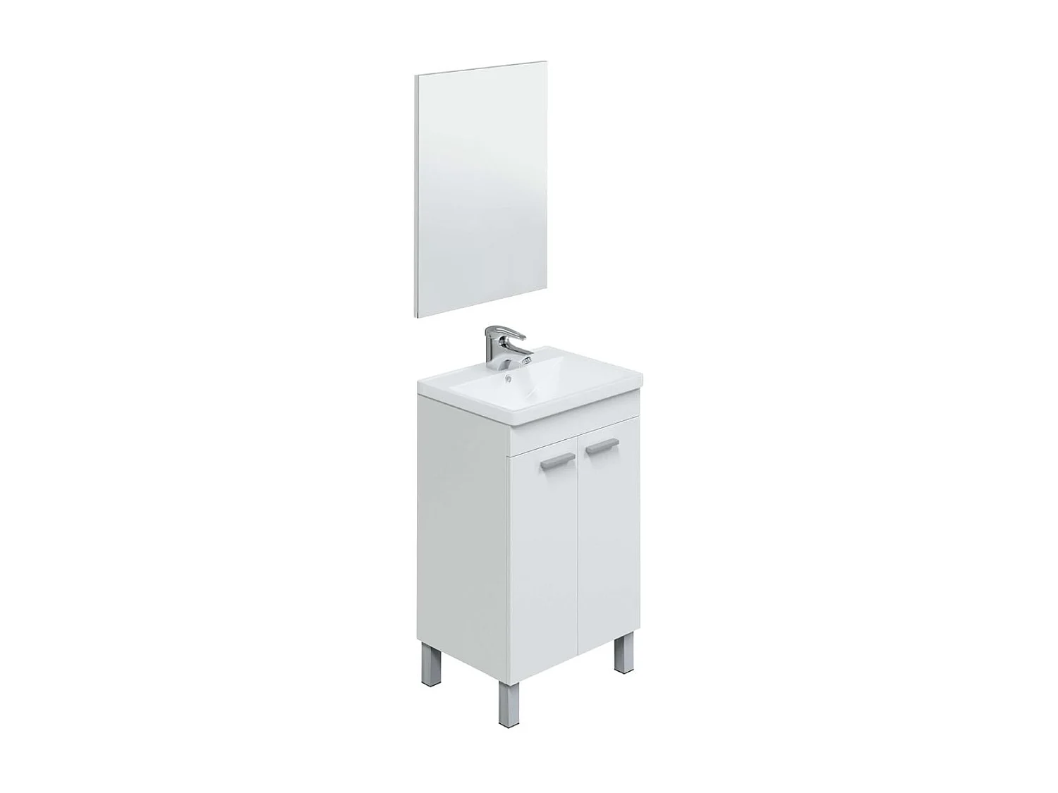 Mueble de baño Koncept  2 puertas + espejo + lavabo blanco 50 cm