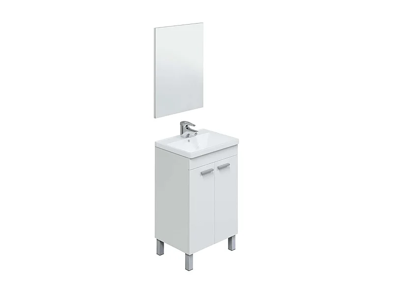 Mueble de baño Koncept  2 puertas + espejo + lavabo blanco 50 cm
