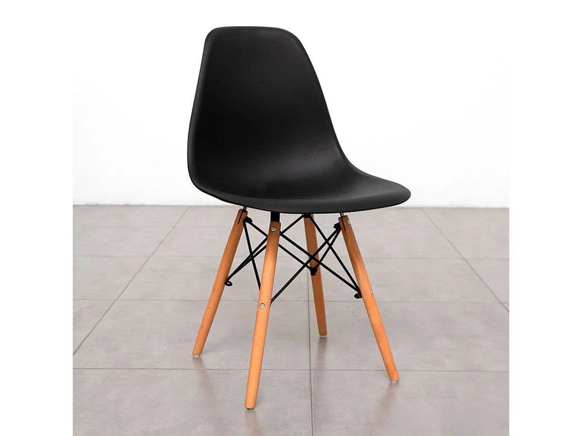 Pack de 4 sillas de comedor París estilo nórdico madera/negro 82x51x46 cm Adec