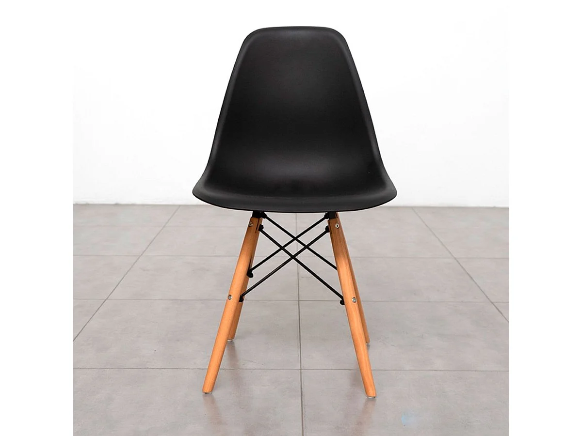 Pack de 4 sillas de comedor París estilo nórdico madera/negro 82x51x46 cm Adec