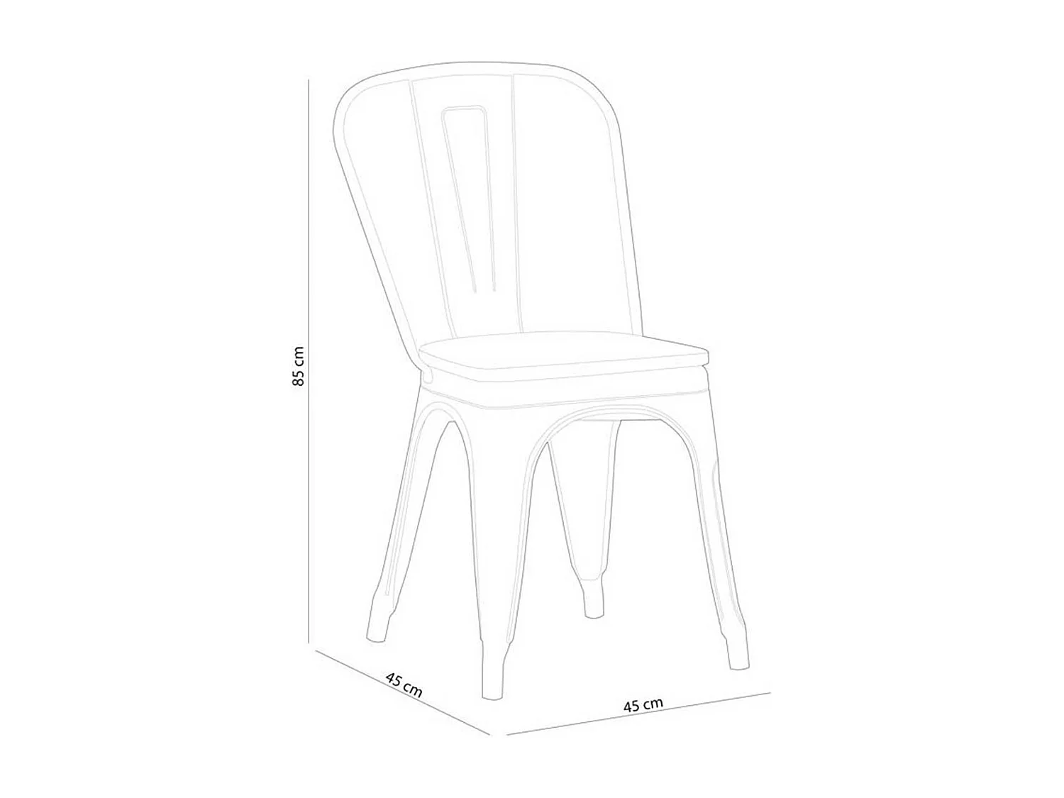 Pack de 4 sillas Tolix roble Nordish/negro 85x45x45 cm Adec