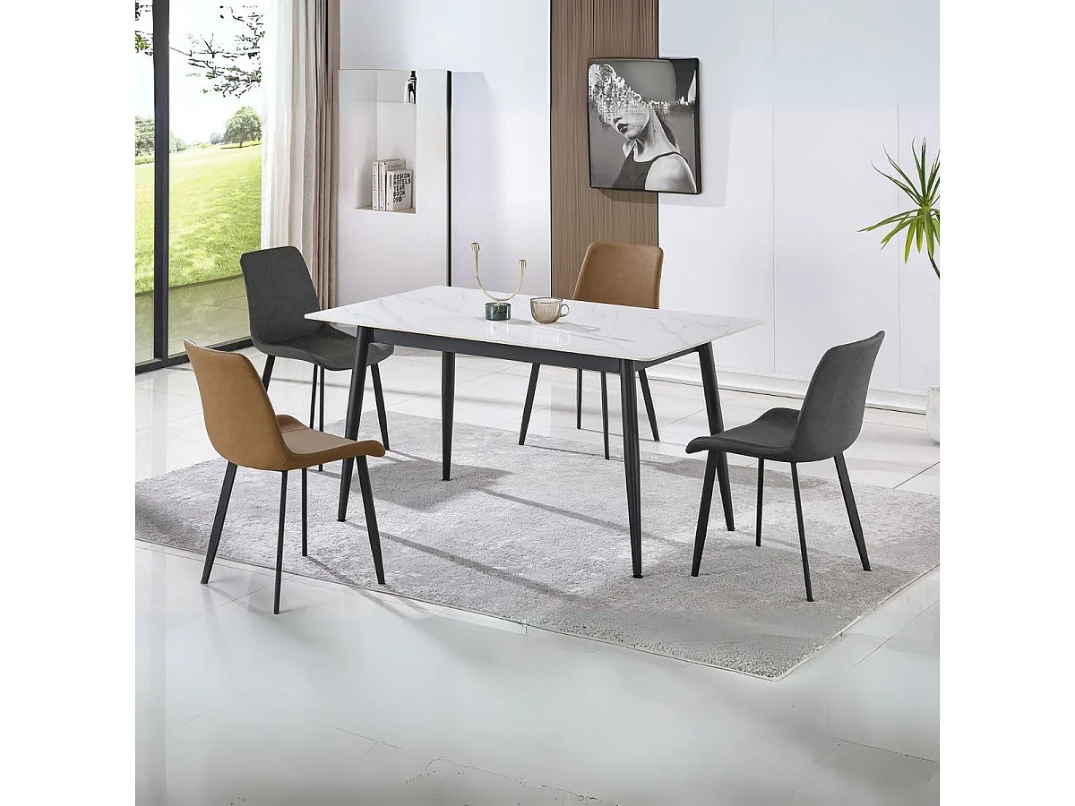 Pack de 2 sillas Lis Cuir asiento curvado marrón 83x50x47 cm Adec