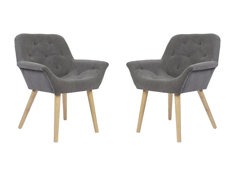 Pack de 2 sillas Nature acolchado microfibra gris 82x67,5x64 cm Adec