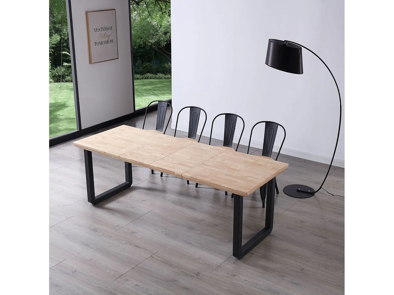 Mesa de comedor extensible Roma roble Nordish/negro 77x140x80 cm Adec