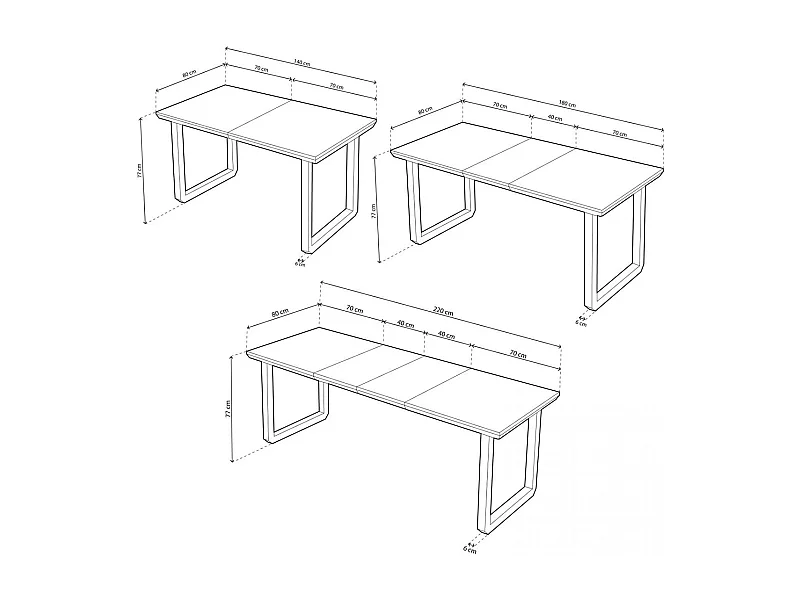Mesa de comedor extensible Roma roble Nordish/negro 77x140x80 cm Adec
