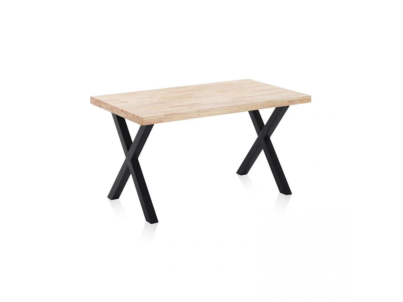 Mesa de comedor fija con patas metálicas en negro y roble salvaje 140x80cm X-Loft Roble salvaje - Negro