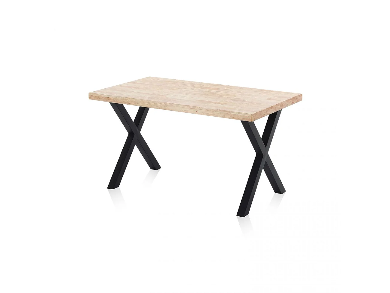 Mesa de comedor fija con patas metálicas en negro y roble salvaje 140x80cm X-Loft Roble salvaje - Negro