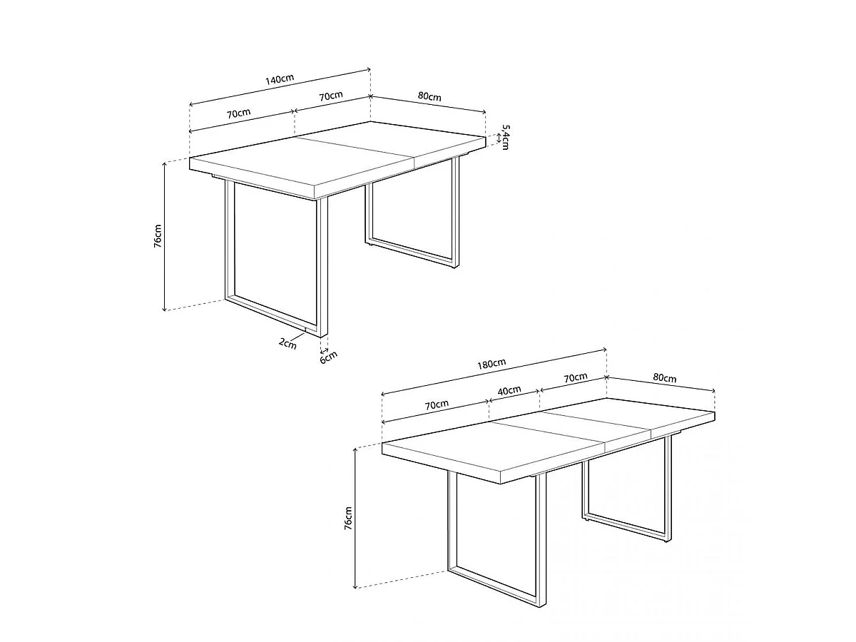 Mesa de comedor extensible Natural roble nordish/blanco 76x140-180x80 cm Adec