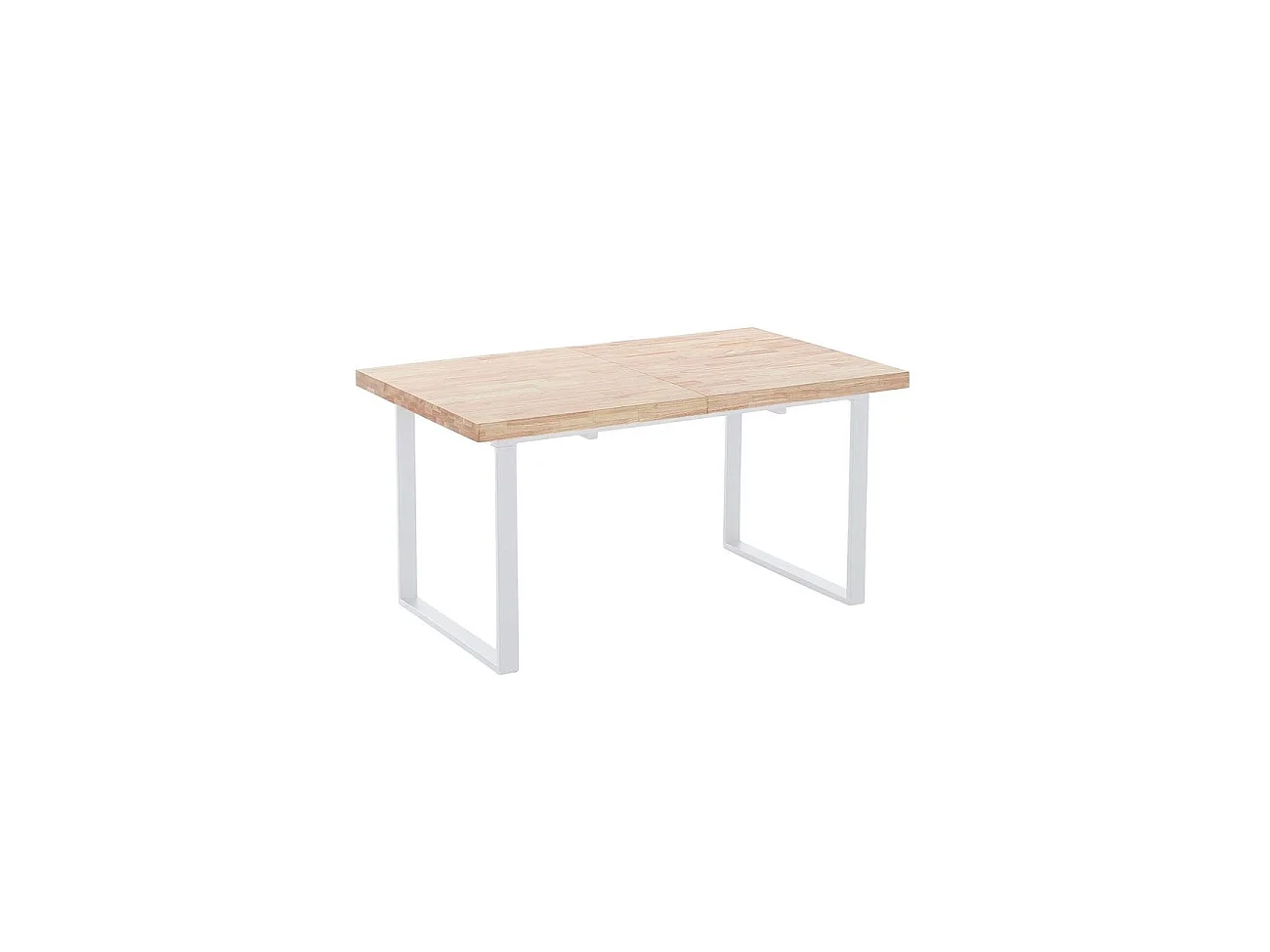 Mesa de comedor extensible con patas metálicas en blanco y roble salvaje 140-180x85 cm Natural Roble salvaje - Blanco