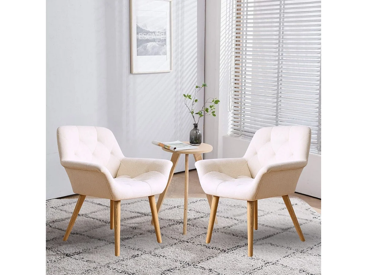 Pack de 2 sillas Nature acolchado microfibra beige 82x67,5x64 cm Adec