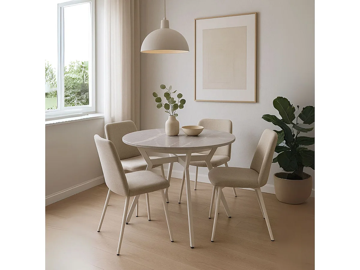 Mesa de comedor Paul redonda extensible blanco 76x130-180x130 cm Adec