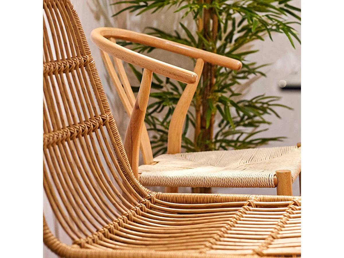 Pack de 4 sillas de comedor Thai ratán marrón/negro Adec