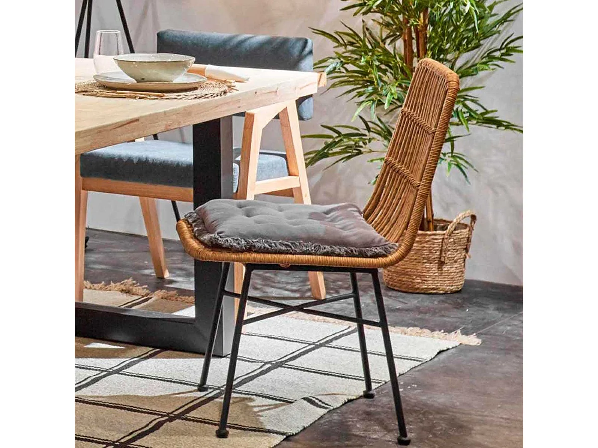 Pack de 4 sillas de comedor Thai ratán marrón/negro Adec