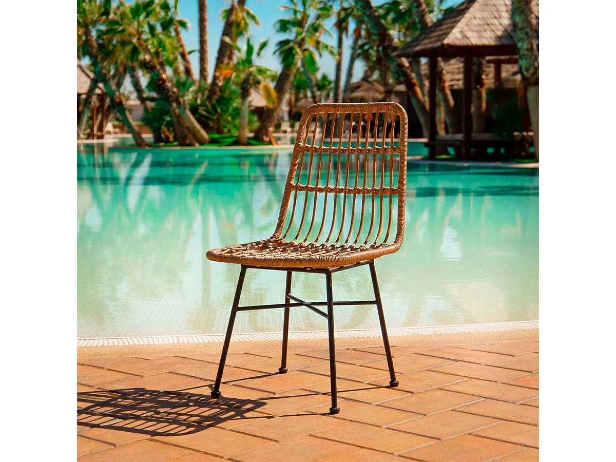 Pack de 4 sillas de comedor Thai ratán marrón/negro Adec
