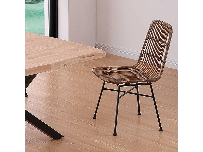 Pack de 4 sillas de comedor Thai ratán marrón/negro Adec