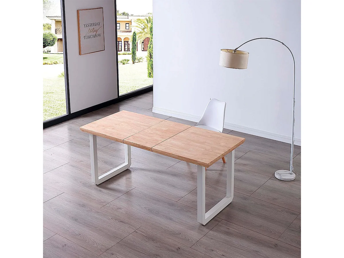 Mesa de comedor extensible Roma roble Nordish/blanco 77x140x80 cm Adec