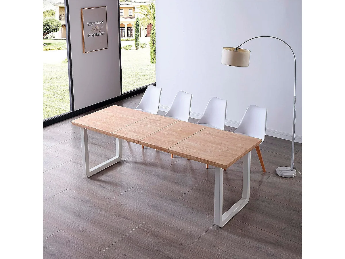 Mesa de comedor extensible Roma roble Nordish/blanco 77x140x80 cm Adec