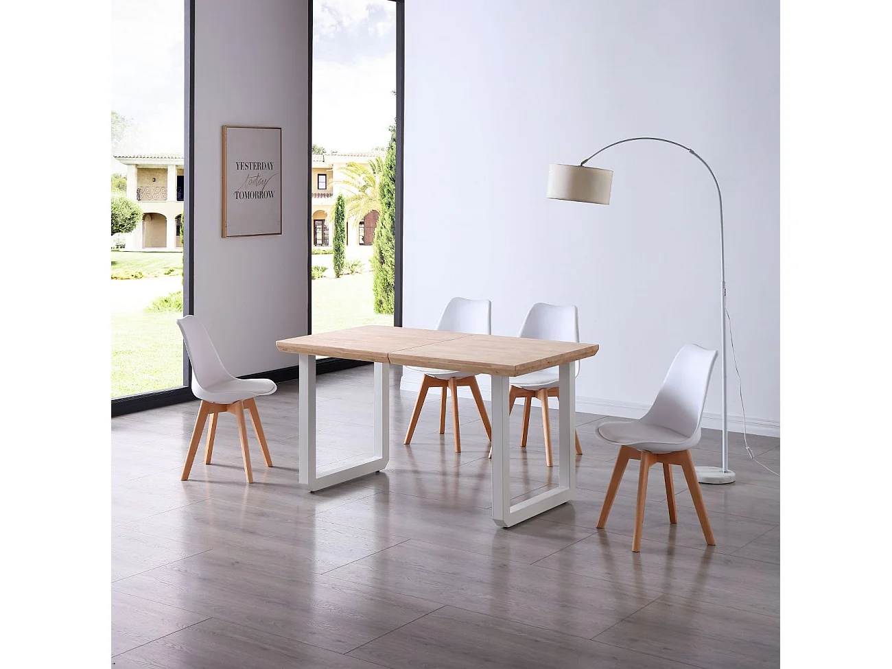 Mesa de comedor extensible Roma roble Nordish/blanco 77x140x80 cm Adec