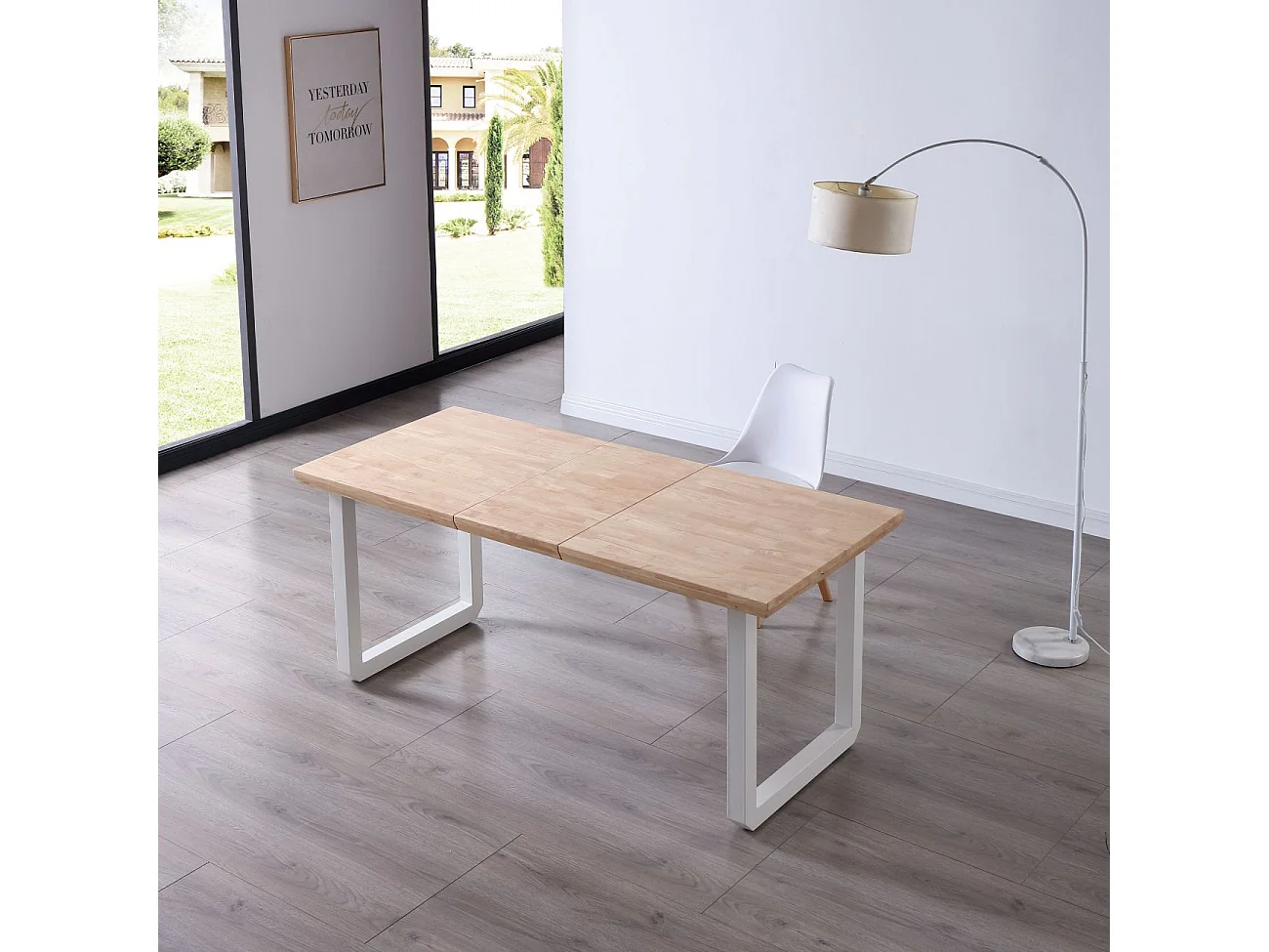 Mesa de comedor extensible Roma roble Nordish/blanco 77x140x80 cm Adec