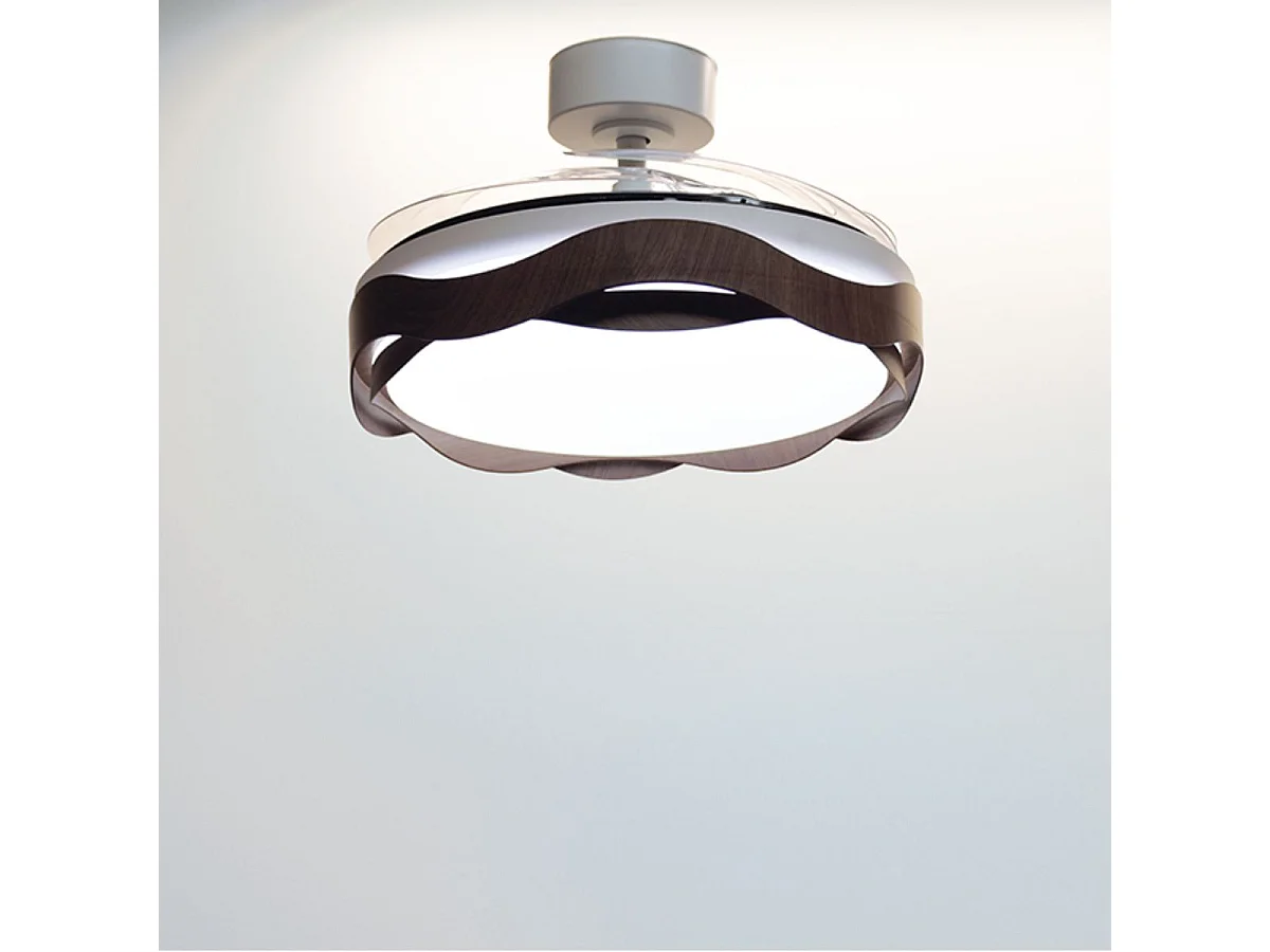 Ventilador Ondas 72W 4 aspas retráctiles blanco/roble Ø108 cm