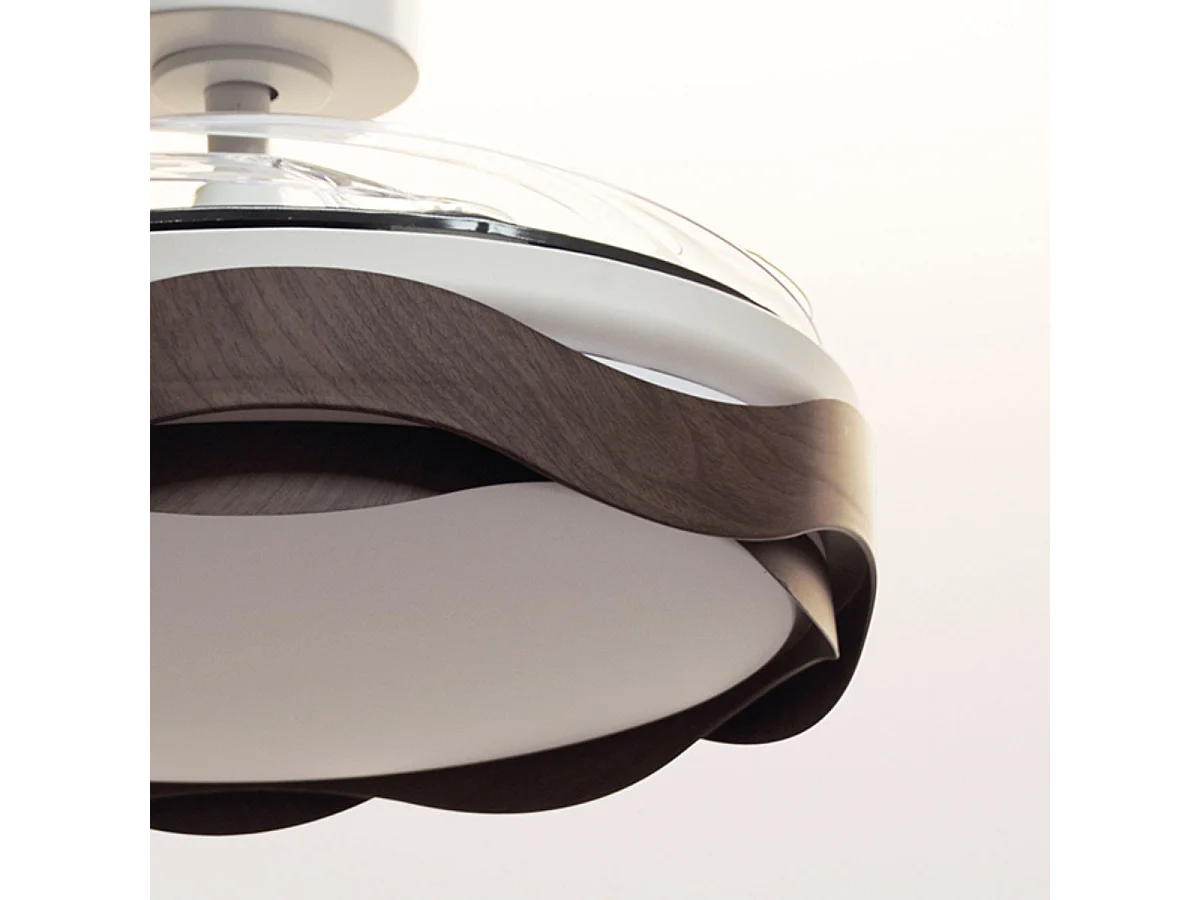 Ventilador Ondas 72W 4 aspas retráctiles blanco/roble Ø108 cm