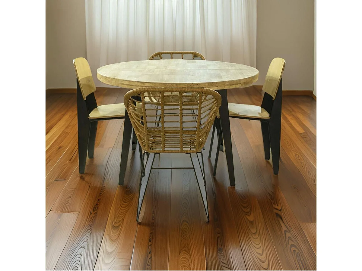 Mesa de comedor extensible Berg diseño redondo roble nordish/negro 76x120-160-200x120 cm Adec