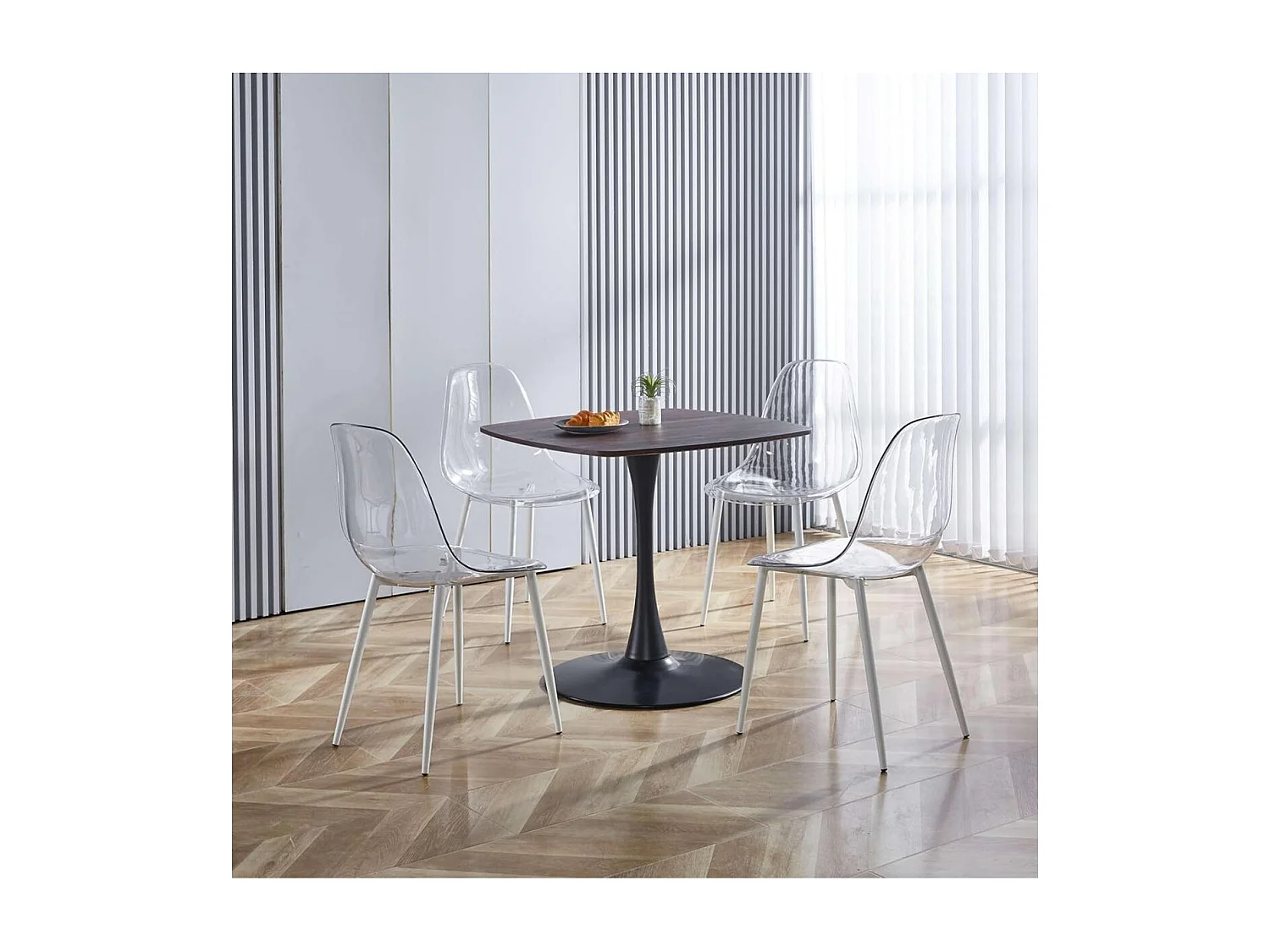 Pack de 4 sillas Telma respaldo alto transparente 85x46,5x50 cm Adec