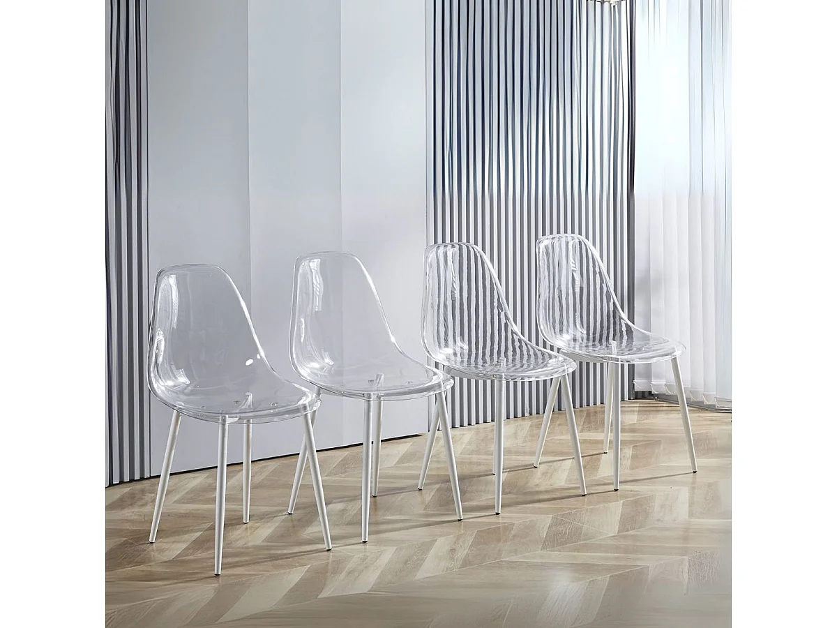 Pack de 4 sillas Telma respaldo alto transparente 85x46,5x50 cm Adec