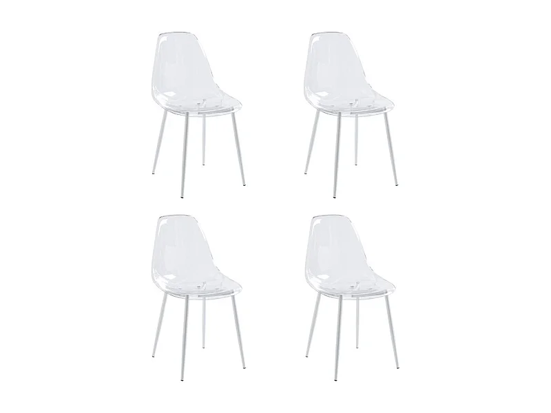 Pack de 4 sillas Telma respaldo alto transparente 85x46,5x50 cm Adec