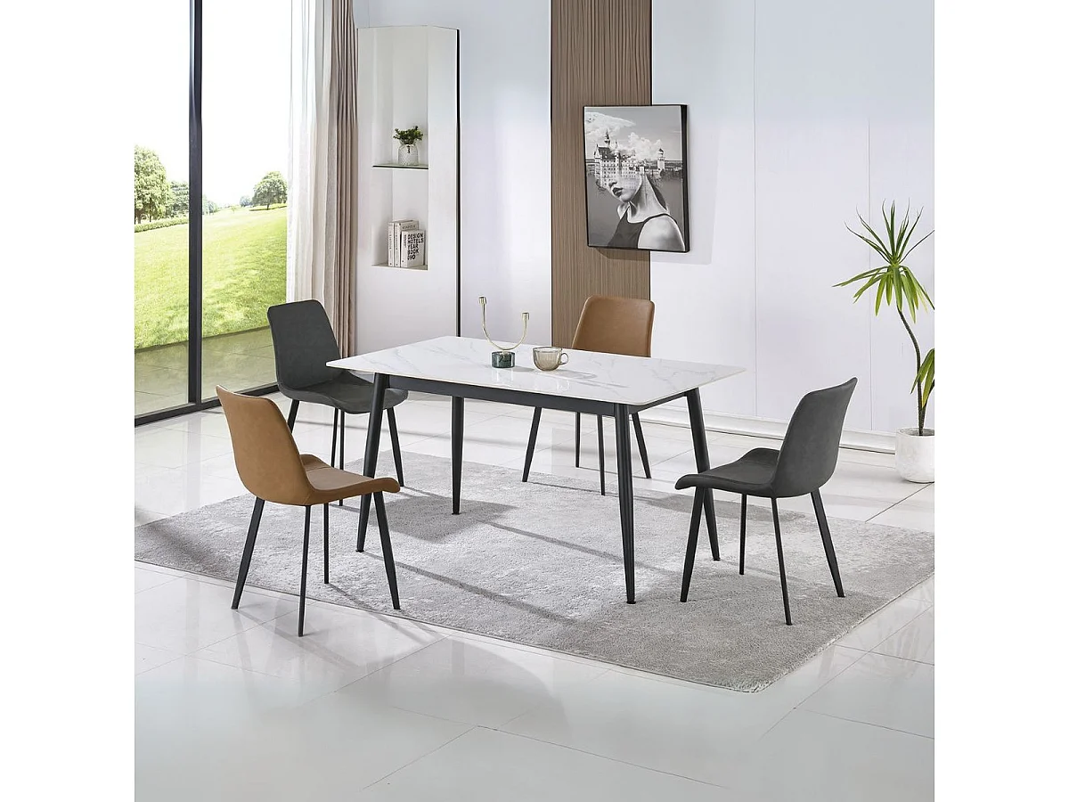 Mesa de comedor Berna diseño ceramic blanco 75x140x80 cm Adec