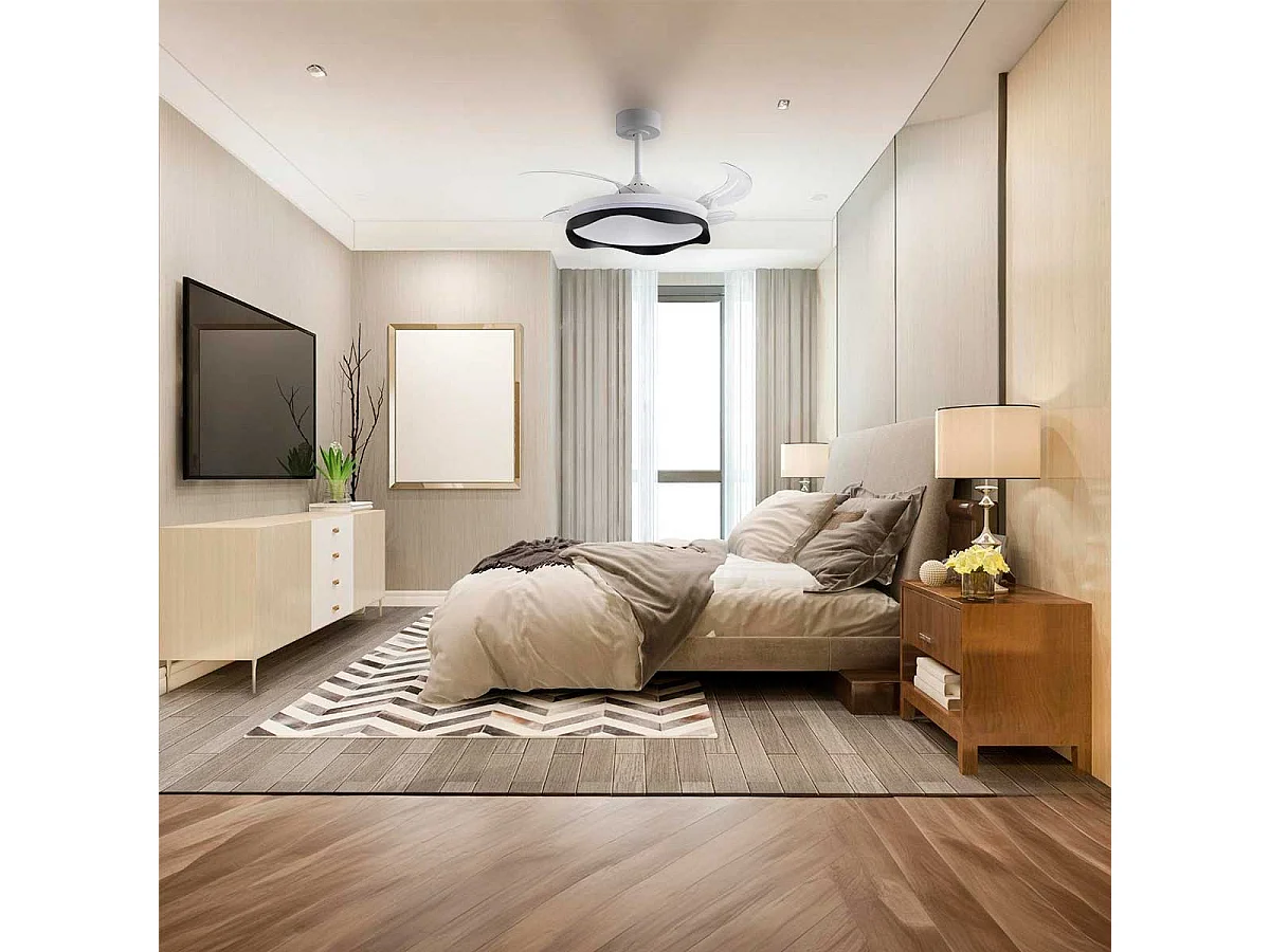 Ventilador de techo Olas Bel Air 72W 4 aspas retráctiles con luz LED negro Ø108 cm