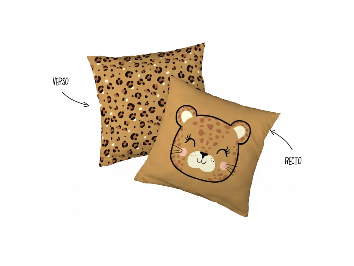 Parure de Lit Imprimé Floral Housse de Couette 240x220cm + 2 Taies d'Oreiller 63x63cm coton motif Léopard - KUMBA