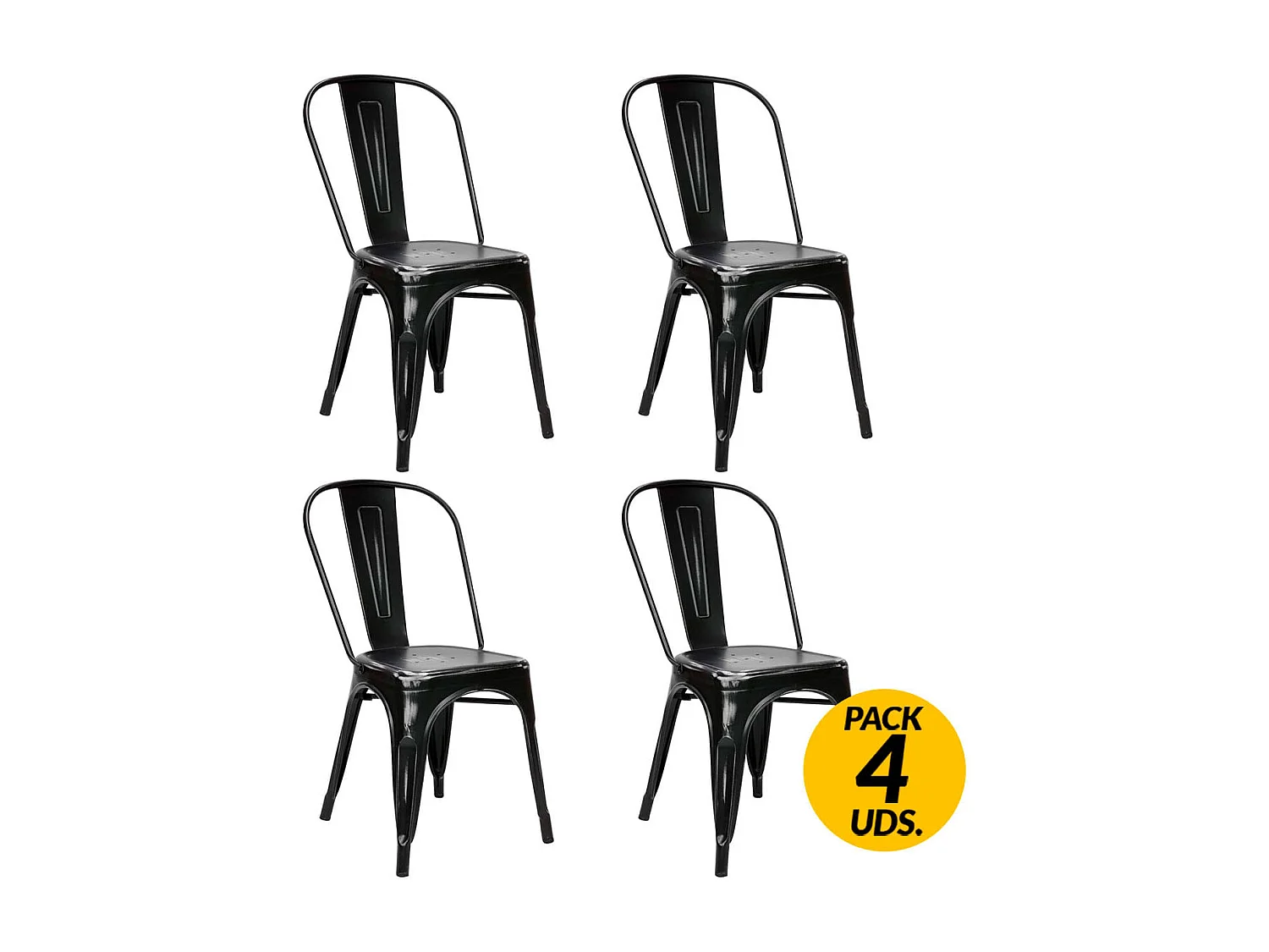 Conjunto de 4 cadeiras de jantar Tolix Negro