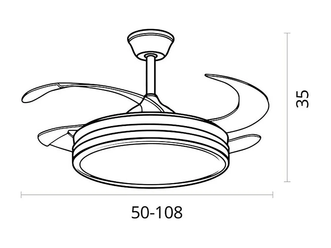 Ventilador de techo Dune Bel Air 72W aspas retráctiles mando a distancia marrón Ø108 cm