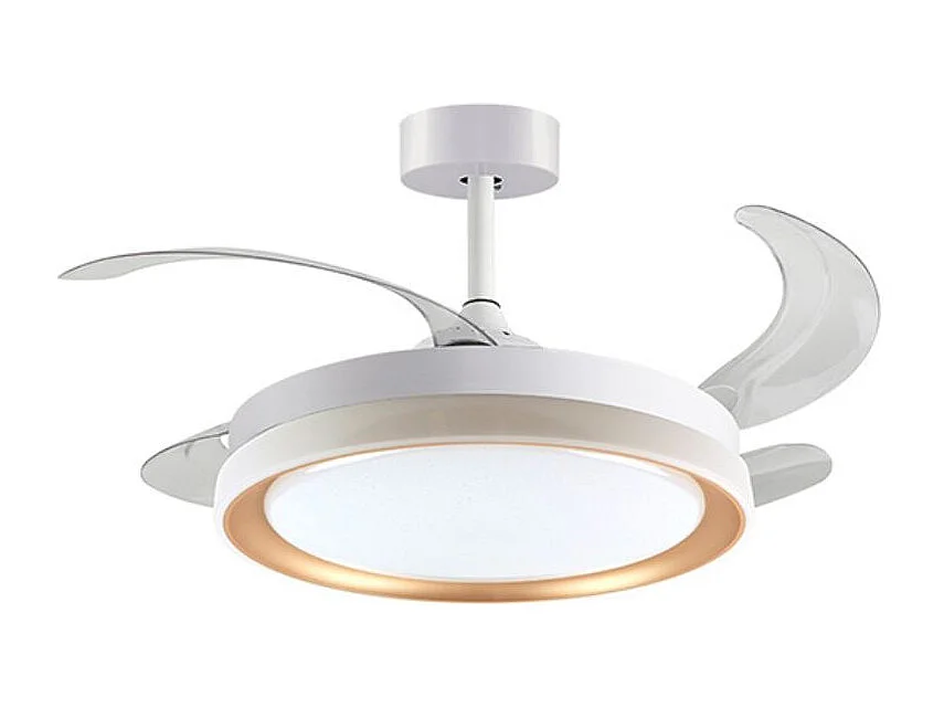 Ventilador de techo Kigali Mini Bel Air 48W 4 aspas retráctiles blanco/oro Ø91 cm