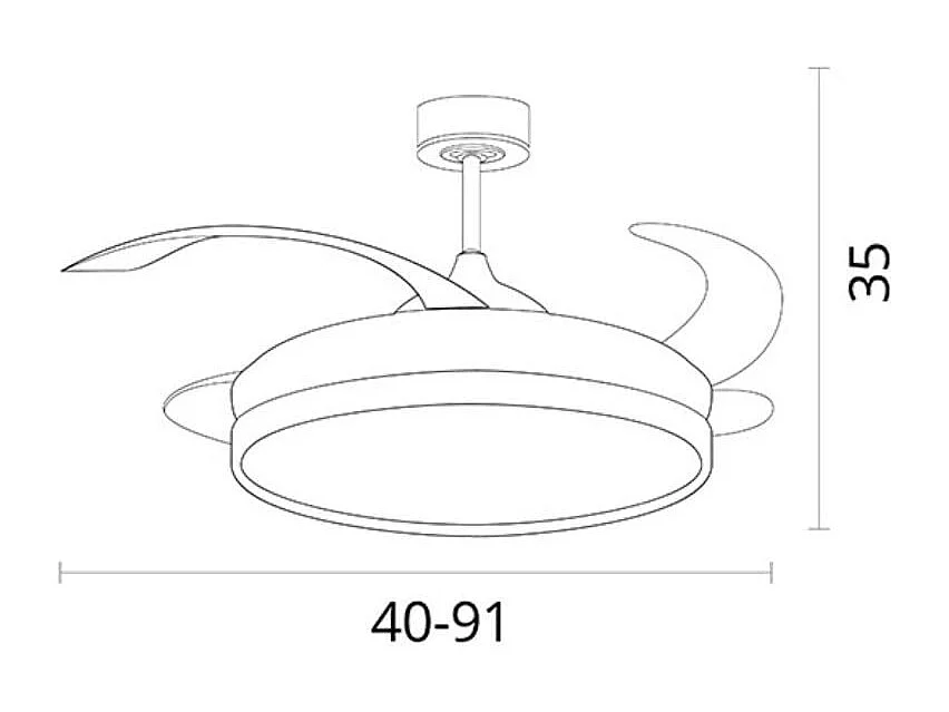 Ventilador de techo Kigali Mini Bel Air 48W 4 aspas retráctiles blanco/oro Ø91 cm