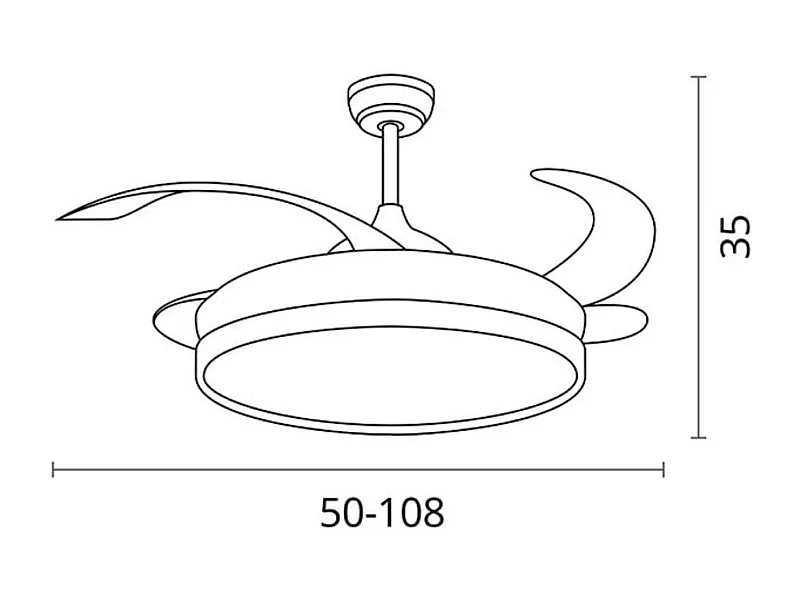 Ventilador de techo Toronto Bel Air 72W 4 aspas retráctiles mando a distancia blanco Ø108 cm