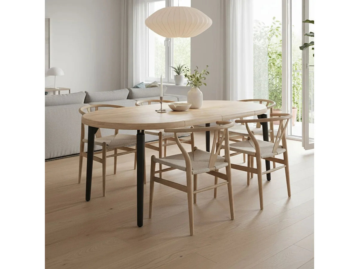 Mesa de comedor Moon extensible forma redonda nordish/negro Ø100-140-180x76 cm Adec