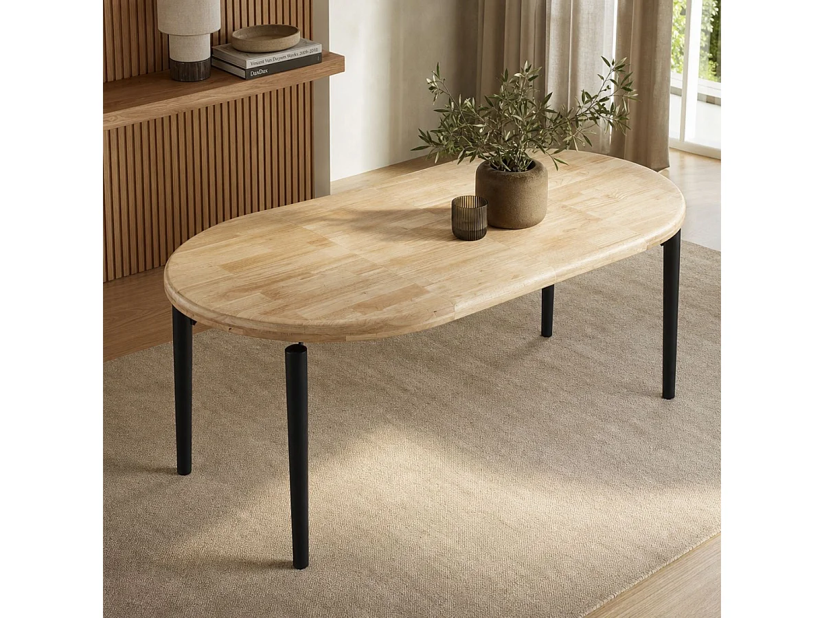 Mesa de comedor Moon extensible forma redonda nordish/negro Ø100-140-180x76 cm Adec
