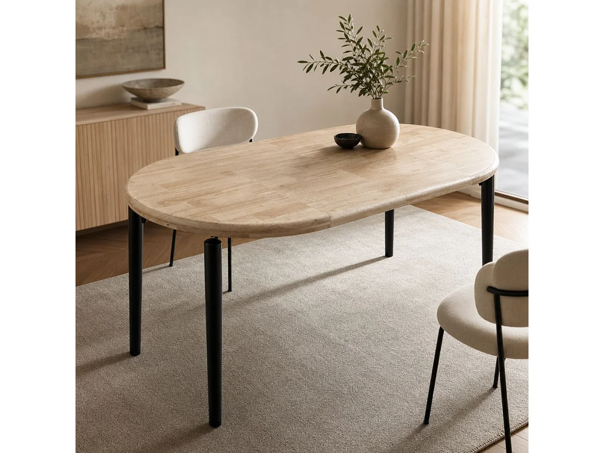 Mesa de comedor Moon extensible forma redonda nordish/negro Ø100-140-180x76 cm Adec