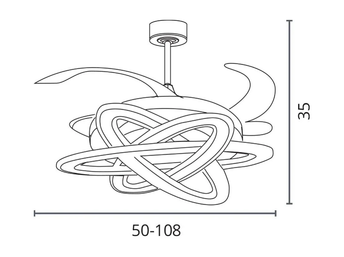 Ventilador de techo Saturno Bel Air 200W 4 aspas retráctiles con luz LED blanco Ø108 cm
